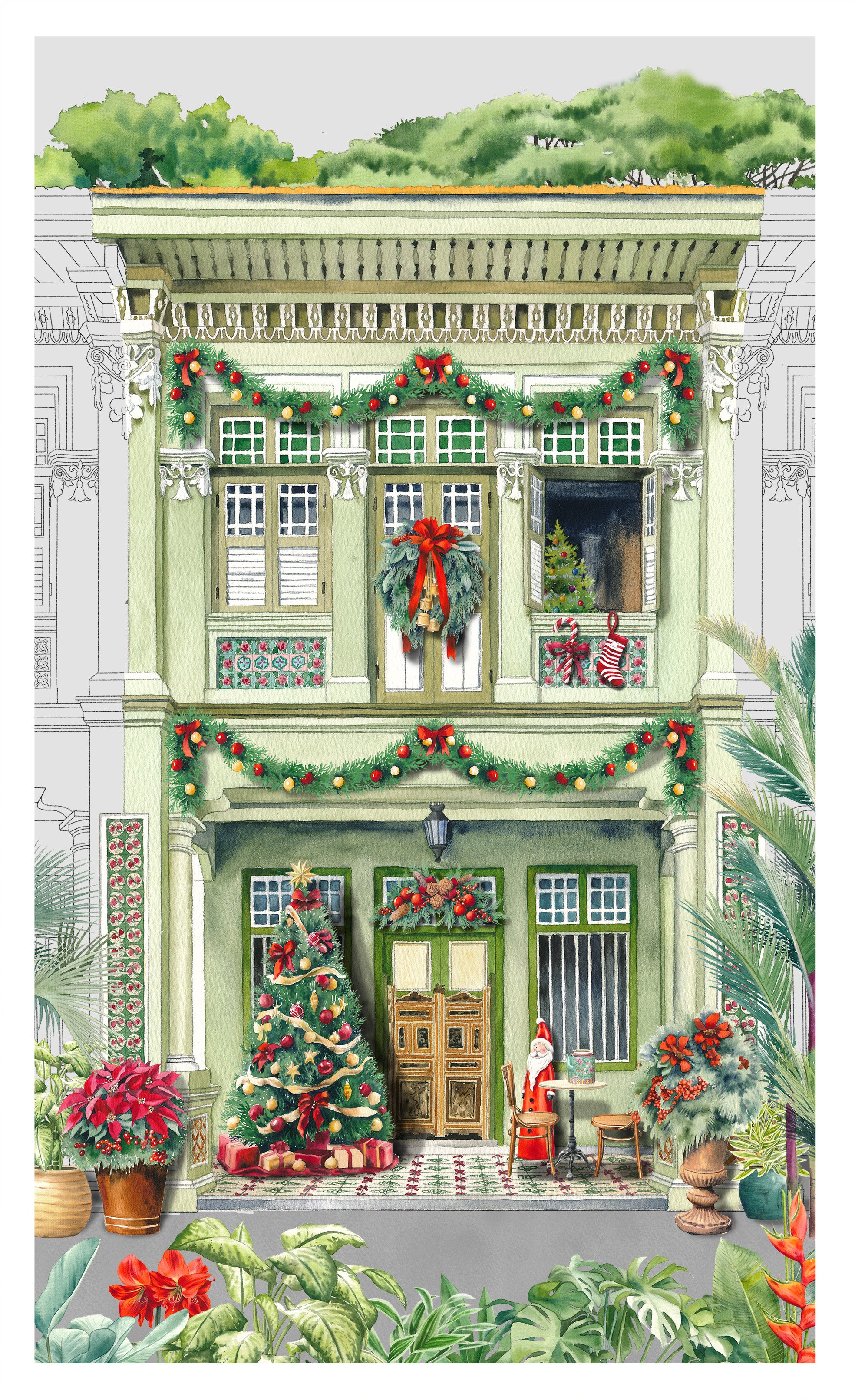 Peranakan Christmas Tea Towel