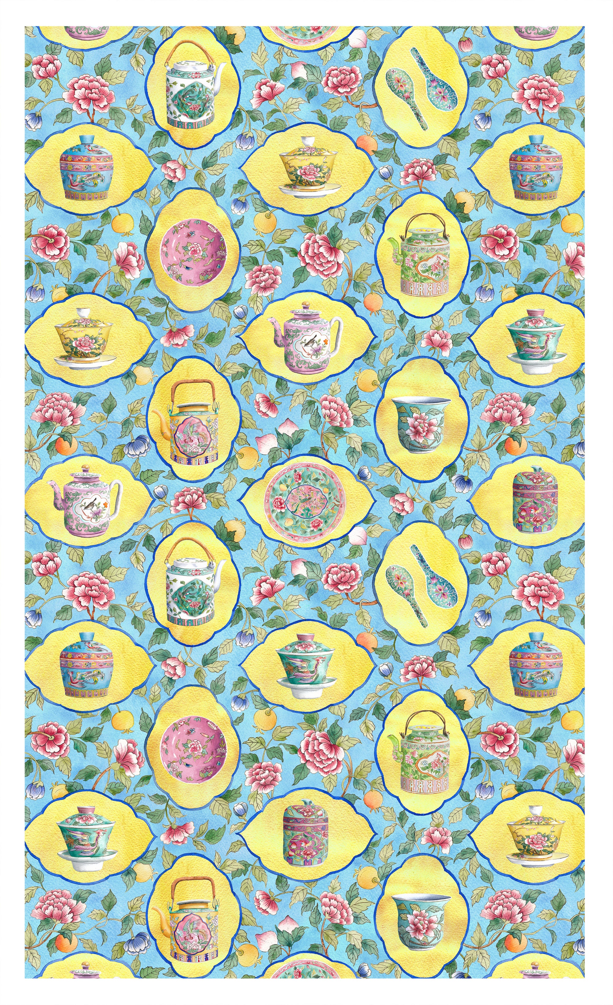 Peranakan Porcelain with Frame Tea Towel