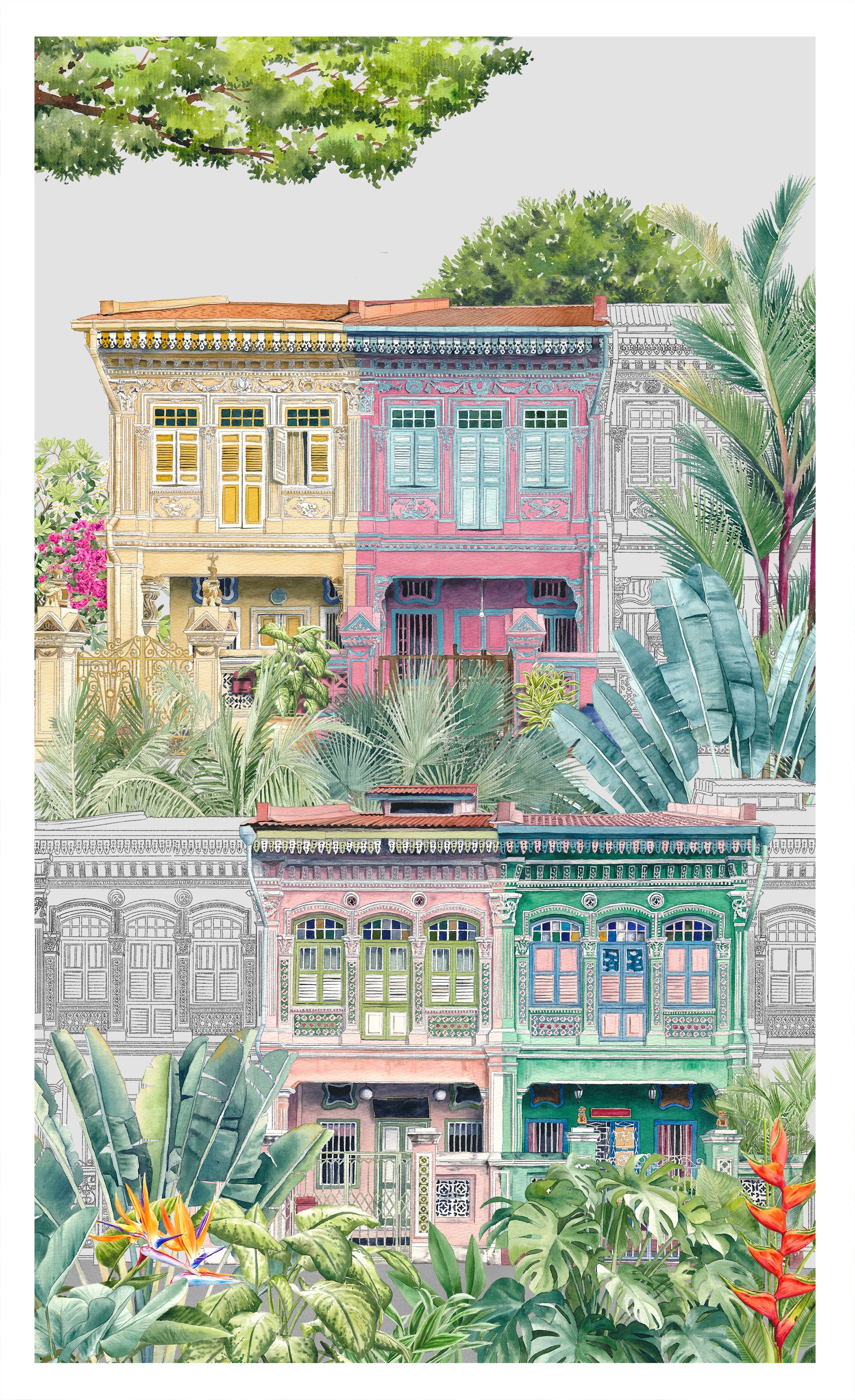 Peranakan Shophouse Tea Towel