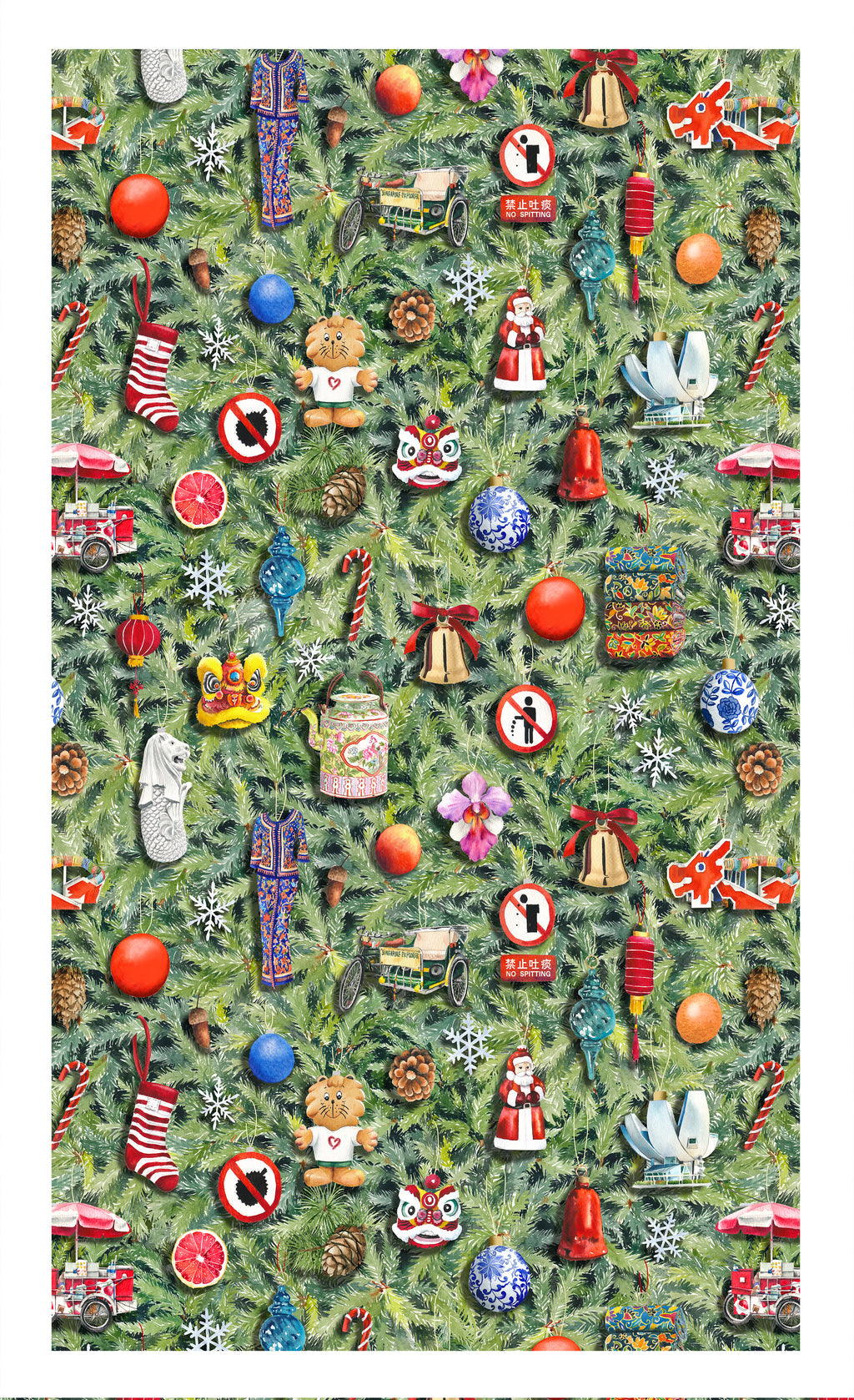 Singapore Christmas Tea Towel