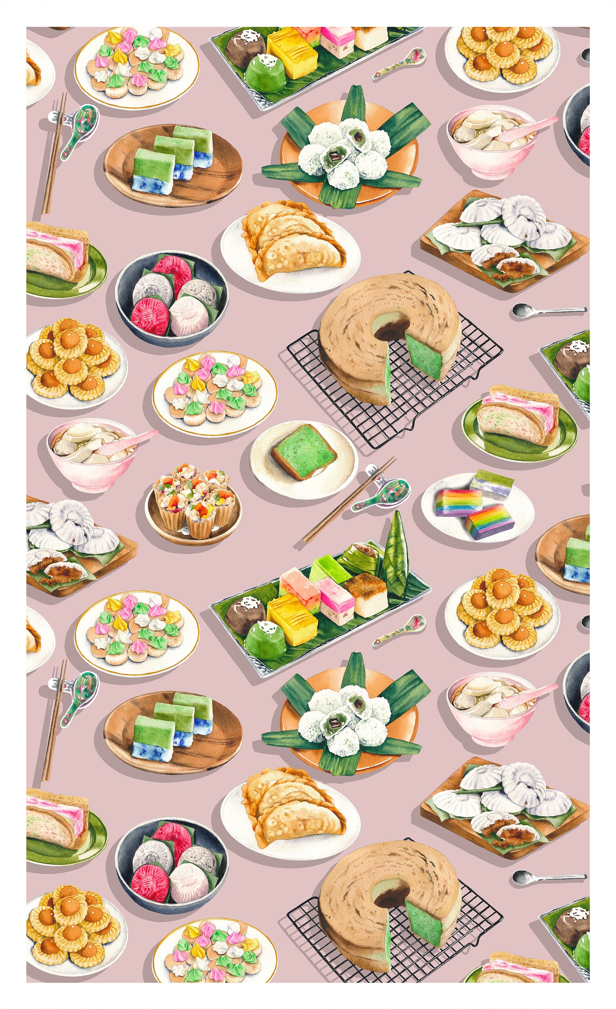 Singapore Snacks Tea Towel