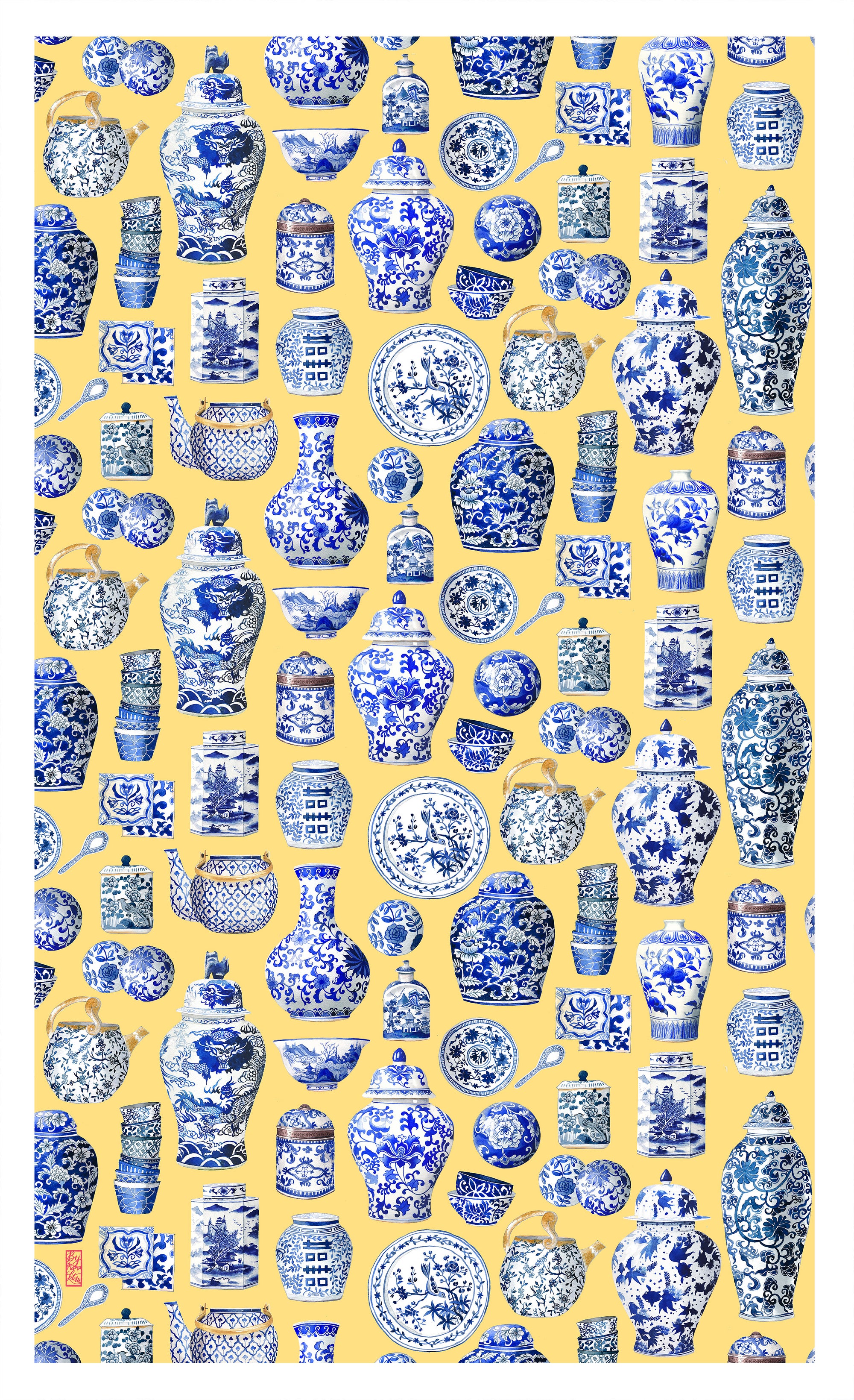 Yellow Porcelain Tea Towel