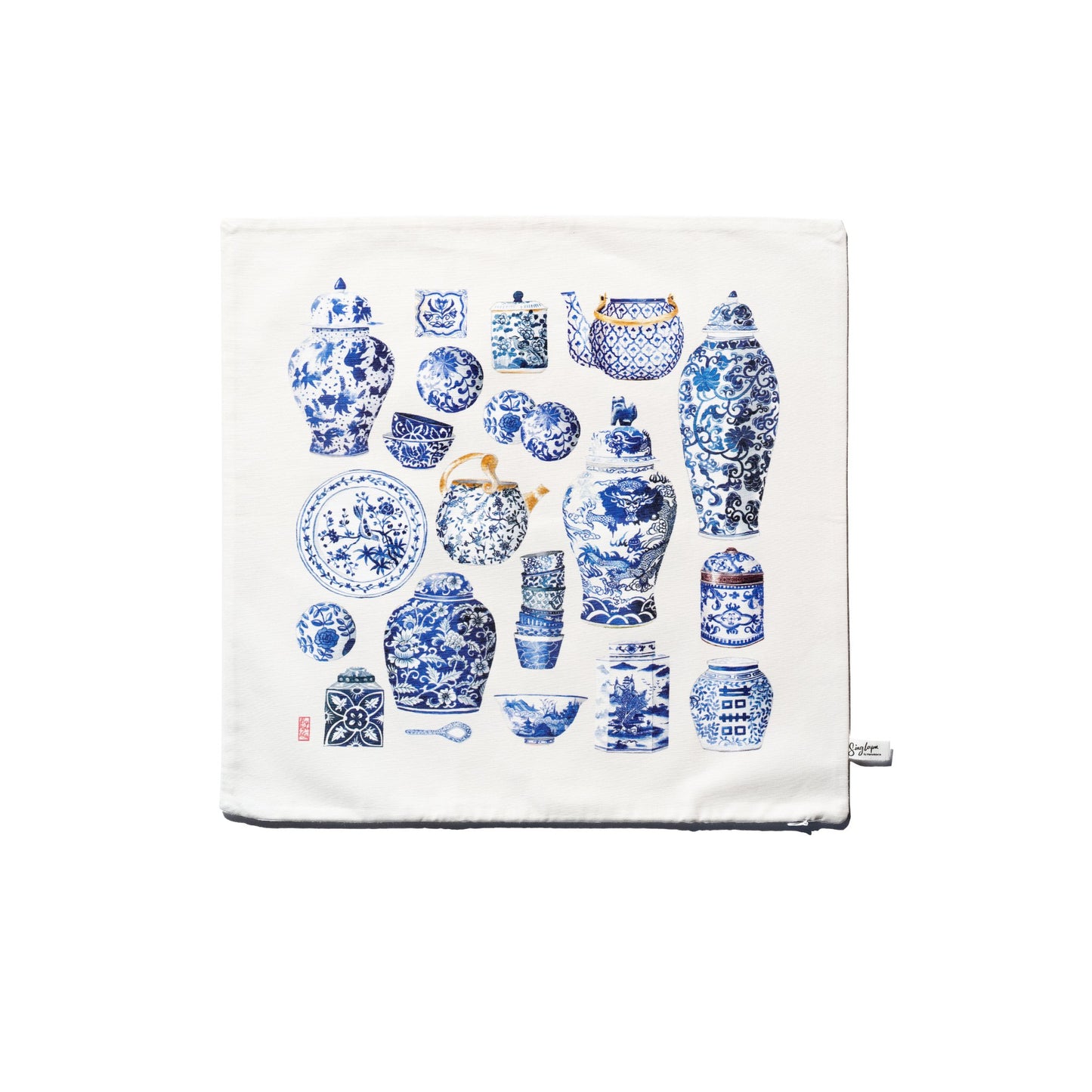 Blue Porcelain Cushion Cover
