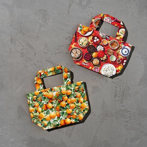 Orange bags on a grey background