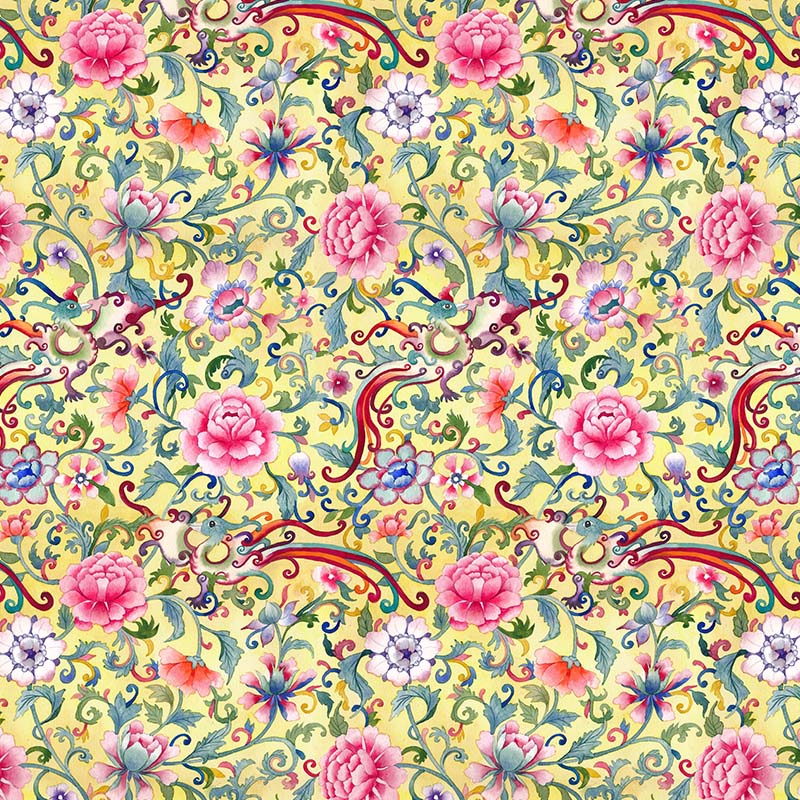 Design of phoenix print motif 