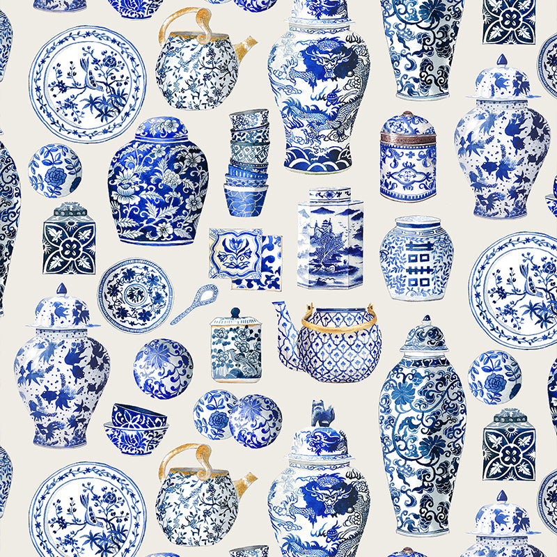 Blue Porcelain Cushion Cover