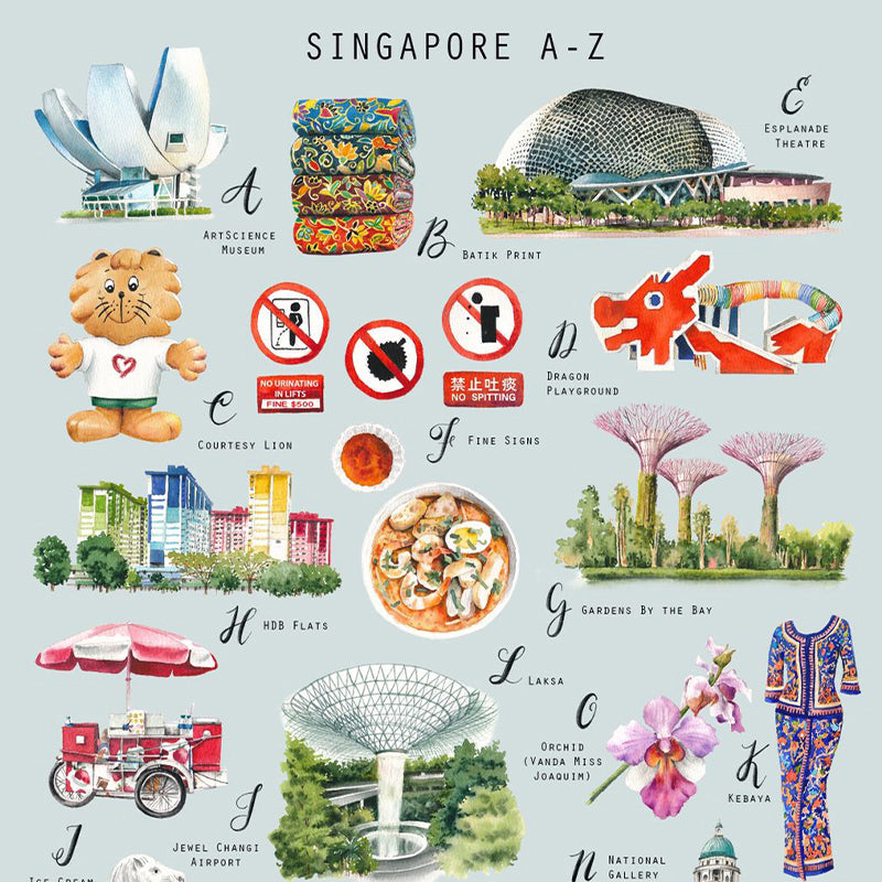 Singapore A-Z Tea Towel