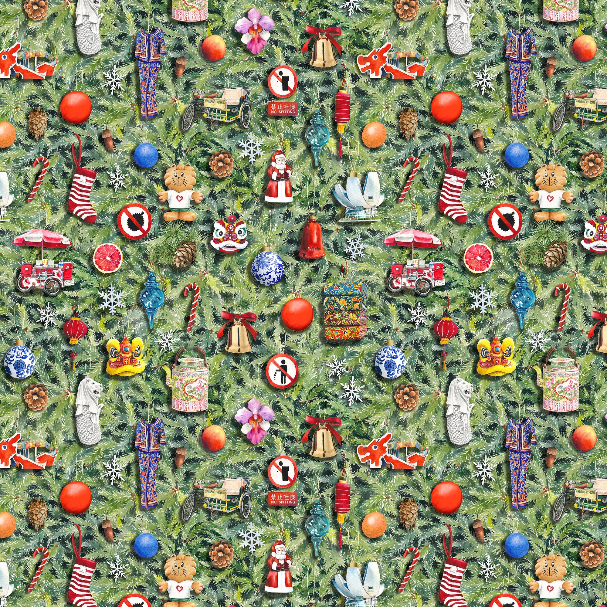 Singapore Christmas Table Runner