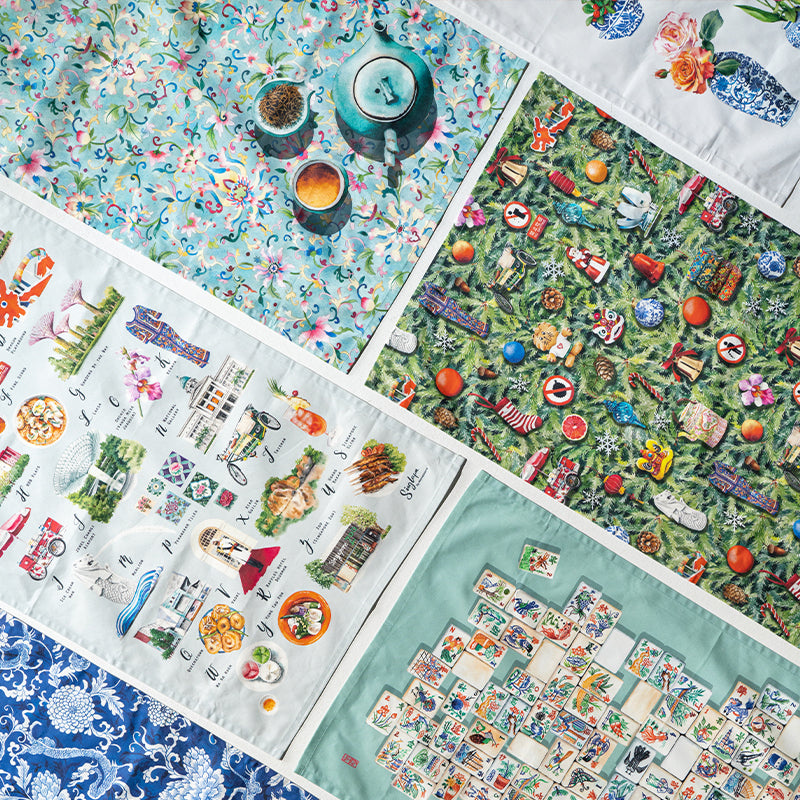 Chinese Floral Tea Towel